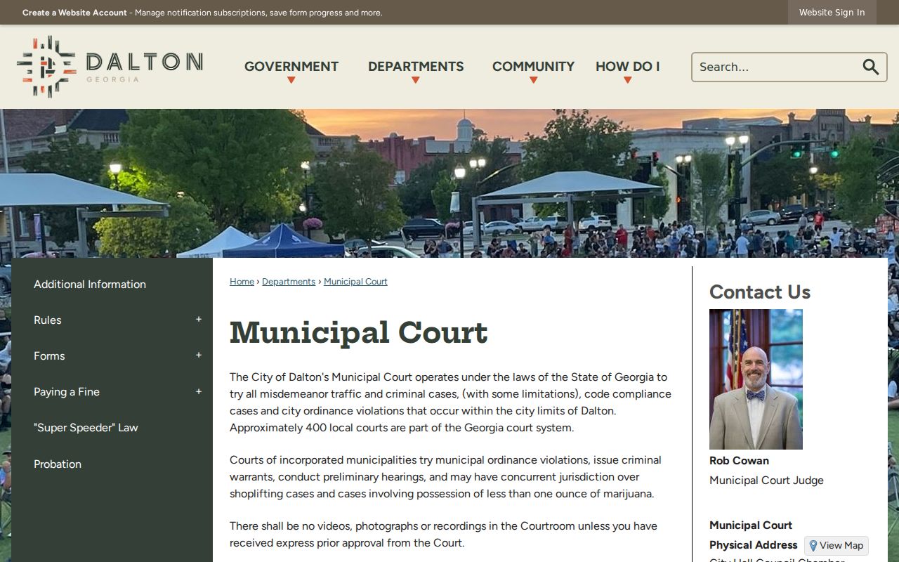 Dalton Municipal Court docket information at City Hall
