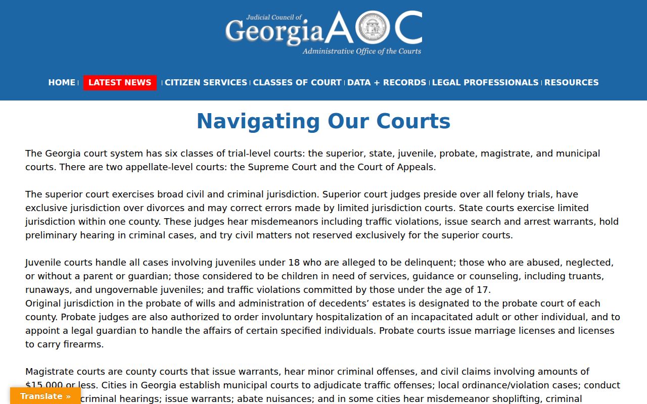 Tunnel Hill Municipal Court docket in Georgia court system