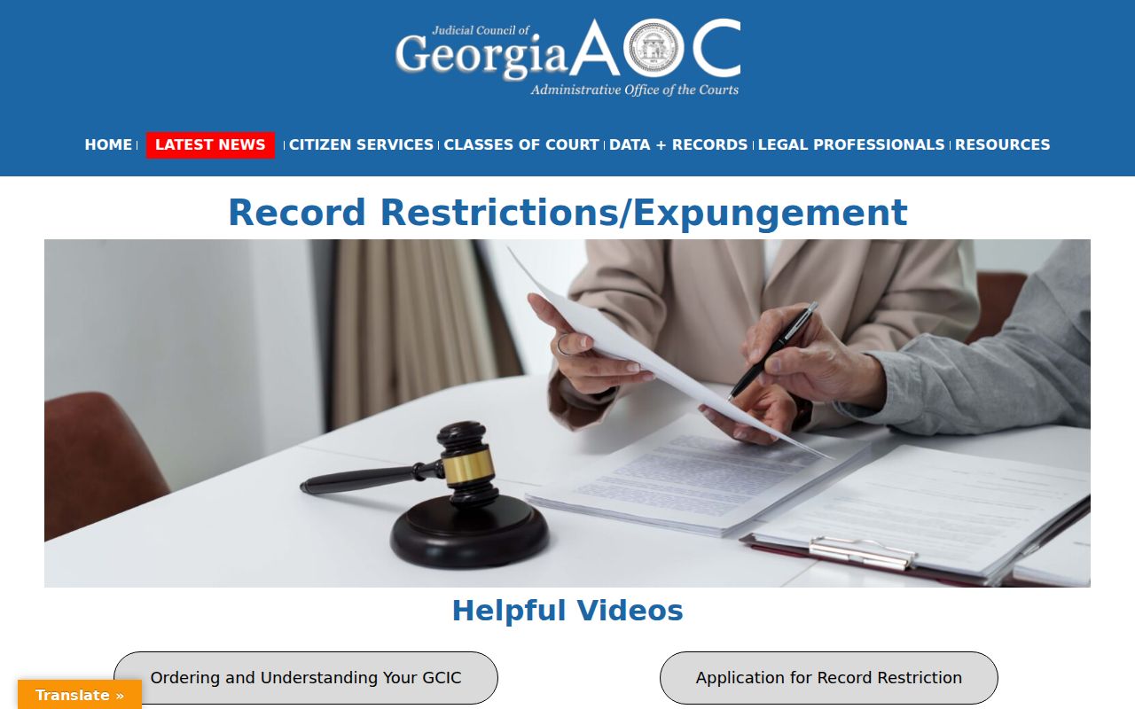 Georgia Courts record restriction information for Whitfield criminal dockets